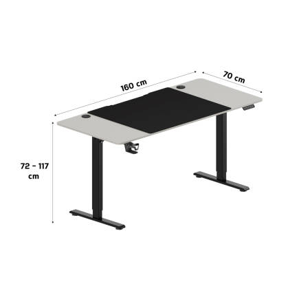 Adore Gaming Elevator Yükseklik Ayarlı Oyuncu ve Bilgisayar Masası-Vizon 160x72-117x70 cm - 11