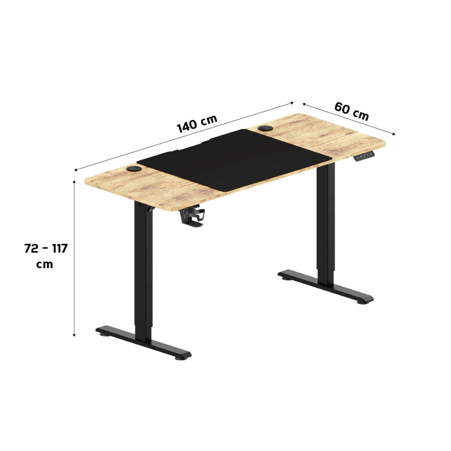 Adore Gaming Mestro Yükseklik Ayarlı Oyuncu ve Bilgisayar Masası-Ceviz 140x72-117x60 cm - 11