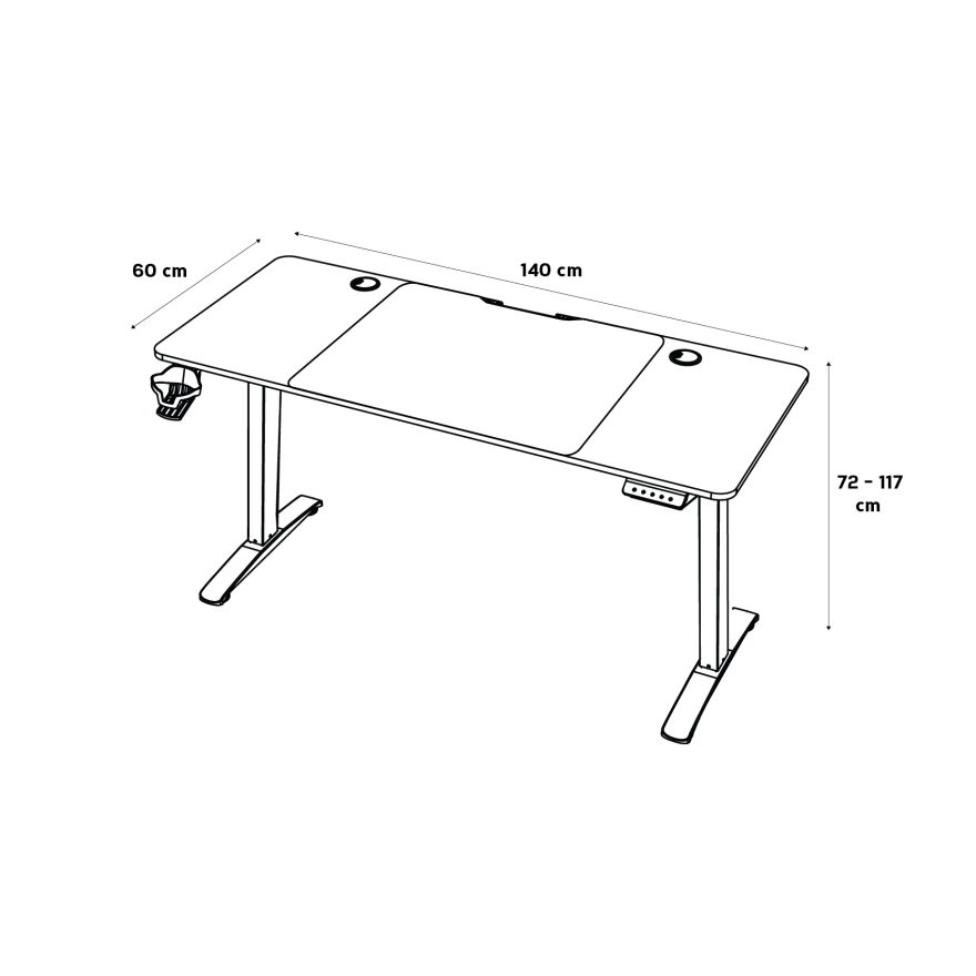 Adore Gaming Mestro Yükseklik Ayarlı Oyuncu ve Bilgisayar Masası-Ceviz 140x72-117x60 cm - 12