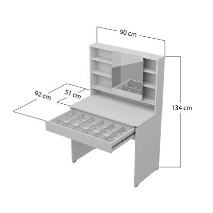 Aynalı Makyaj Masası-Trend Gri 90x134x51 cm - 17
