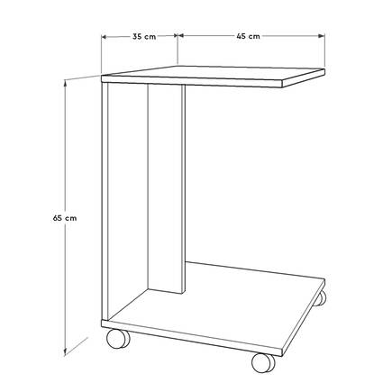 Çok Amaçlı Tekerlekli C Koltuk Sehpası-Açık Ceviz(Tori) 35x65x45 cm (GxYxD) - 11