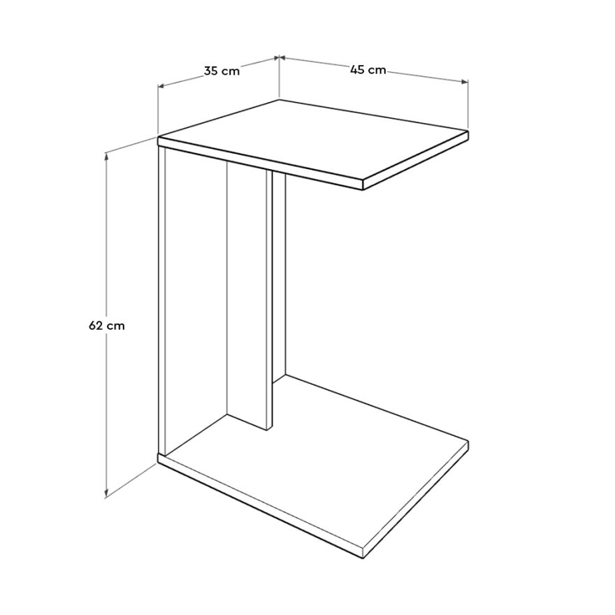 Çok Amaçlı Tekerlekli C Koltuk Sehpası-Ceviz 35x62x45 cm (GxYxD) - 6