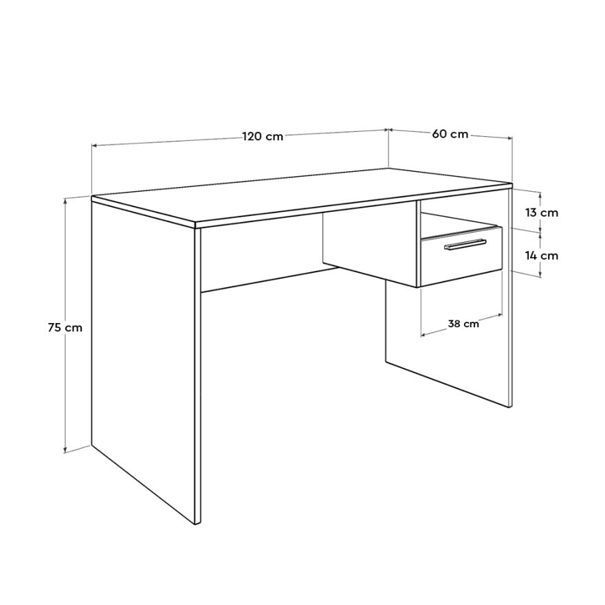 Concept Kilitli Çekmeceli Çalışma Masası-Antrasit-Kontra 120x75x60 cm (GxYxD) - 10