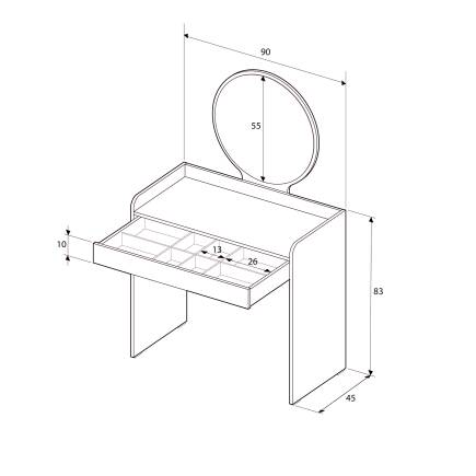 Curve Makyaj Masası-Vizon 90x142x47 cm - 13