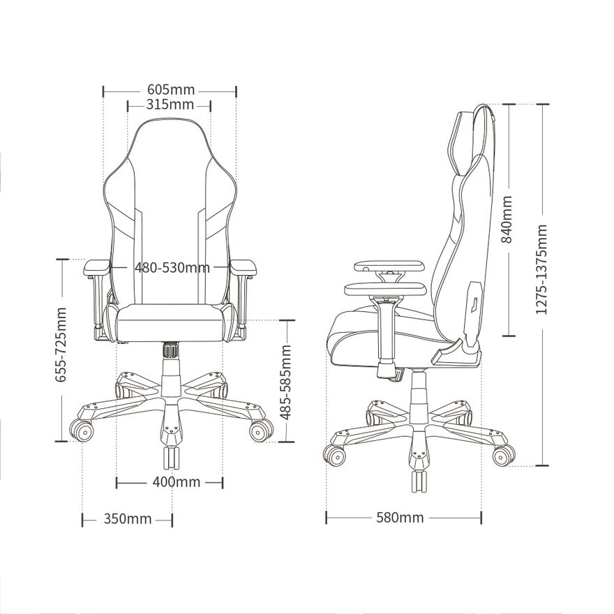 DX Racer King Serisi Oyuncu ve Çalışma Koltuğu-Siyah 61x128-138x58 cm (GxYxD) - 12