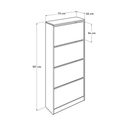 Flat Duo 4 Katlı Geniş Ayakkabılık-Latte-Antrasit 73x157x26 cm (GxYxD) - 13