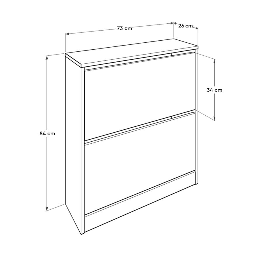 Flat Duo 2 Katlı Geniş Ayakkabılık-Açık Ceviz(Tori) 73x84x26 cm (GxYxD) - 5