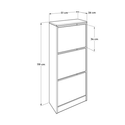 Flat Duo 3 Katlı Ayakkabılık-Açık Ceviz(Tori) 51x119x26 cm (GxYxD) - 7