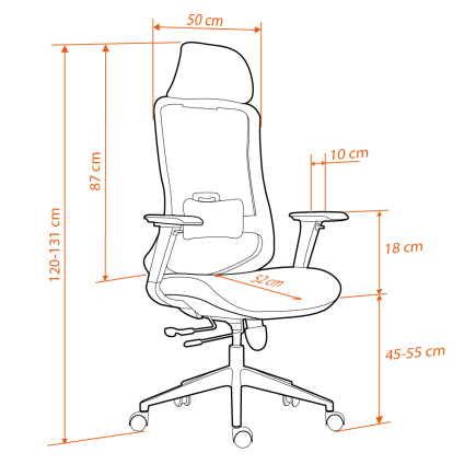 Flex Yönetici ve Ofis Koltuğu-File Kumaş-Koyu Gri 66,5x124,5-134,5x56 cm - 5