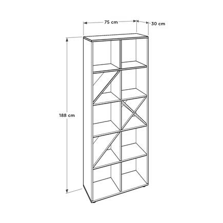 Gaming 10 Raflı Kitaplık - Antrasit-Kırmızı 75x188x30 cm (GxYxD) - 10