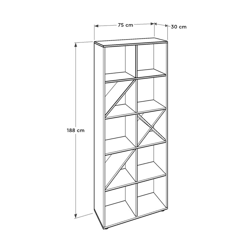 Gaming 10 Raflı Kitaplık - Antrasit-Kırmızı 75x188x30 cm (GxYxD) - 10