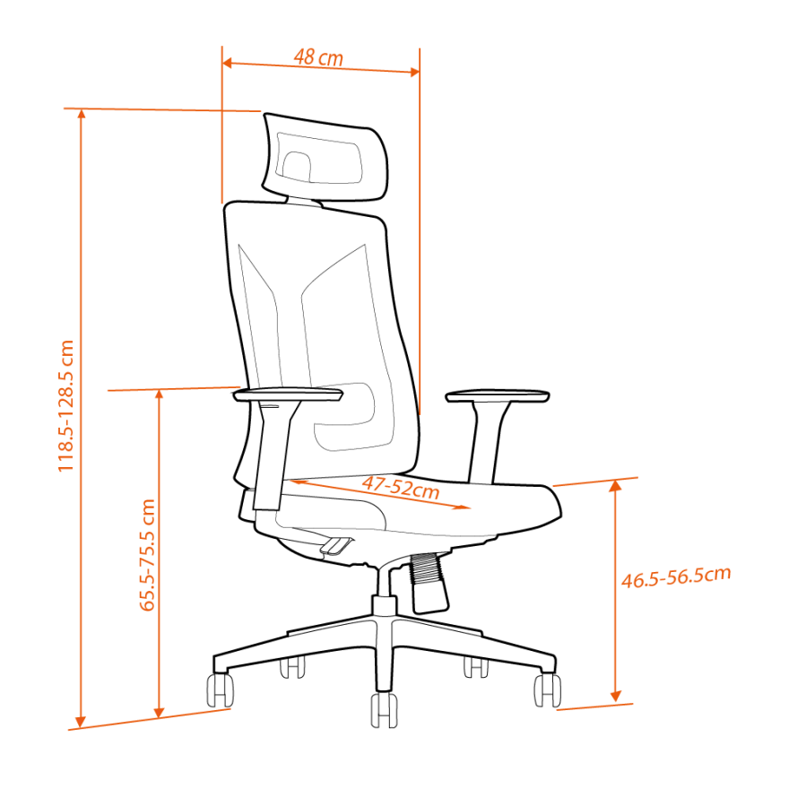 Leader File Sırtlı Multi Mekanizma Ofis Koltuğu-Siyah-Koyu Gri 67x118,5-128,5x70 cm (GxYxD) - 6