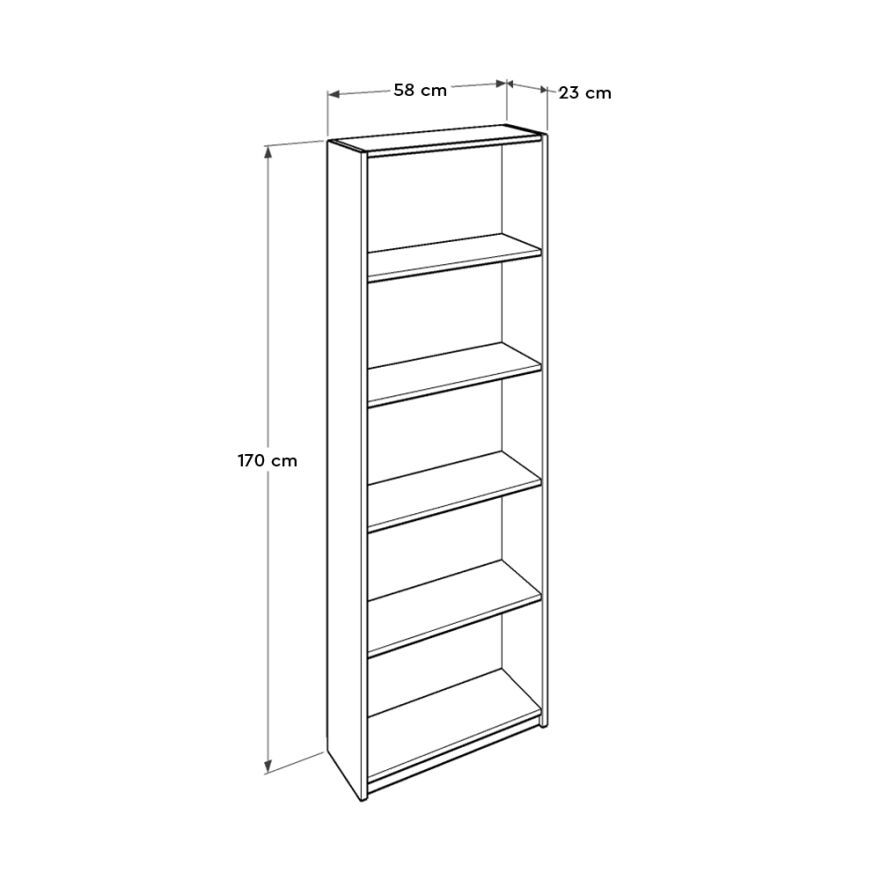 Max 5 Raflı Kitaplık-Parlak Kırmızı 58x170x23 cm (GxYxD) - 7