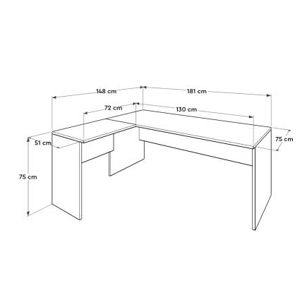 Newyork L Ofis Masası-Latte 181x75x148 cm - 4