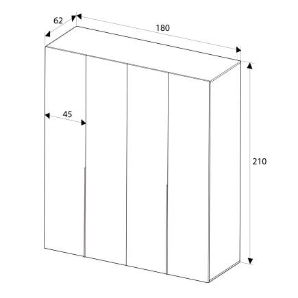 Oryana 4 Kapaklı Gardırop-Koyu Ceviz 180x210x62 cm - 5