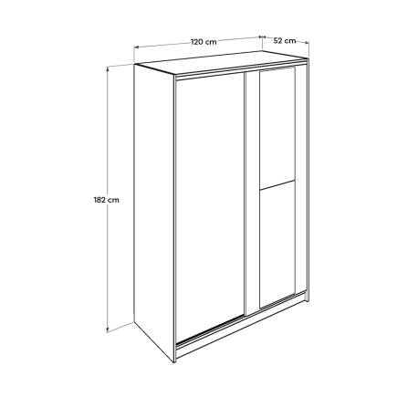 Sürgülü Aynalı Gardırop-Açık Ceviz (Tori) 120x182x52 cm (GxYxD) - 11