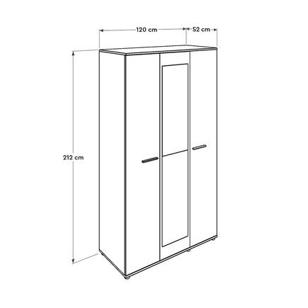 Trendline Aynalı 3 Kapaklı Gardırop-Sonoma 120x212x52 cm (GxYxD) - 8