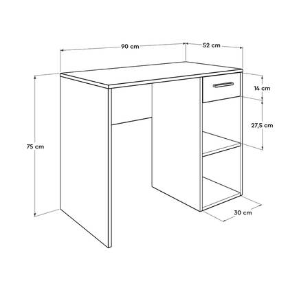Trendline Çekmeceli Çalışma Masası-Mat Beyaz 90x75x52 cm (GxYxD) - 4
