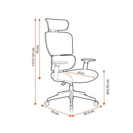 Unique-S Yönetici ve Çalışma Koltuğu-Gri 74x117.5-127x65.5 cm - 5